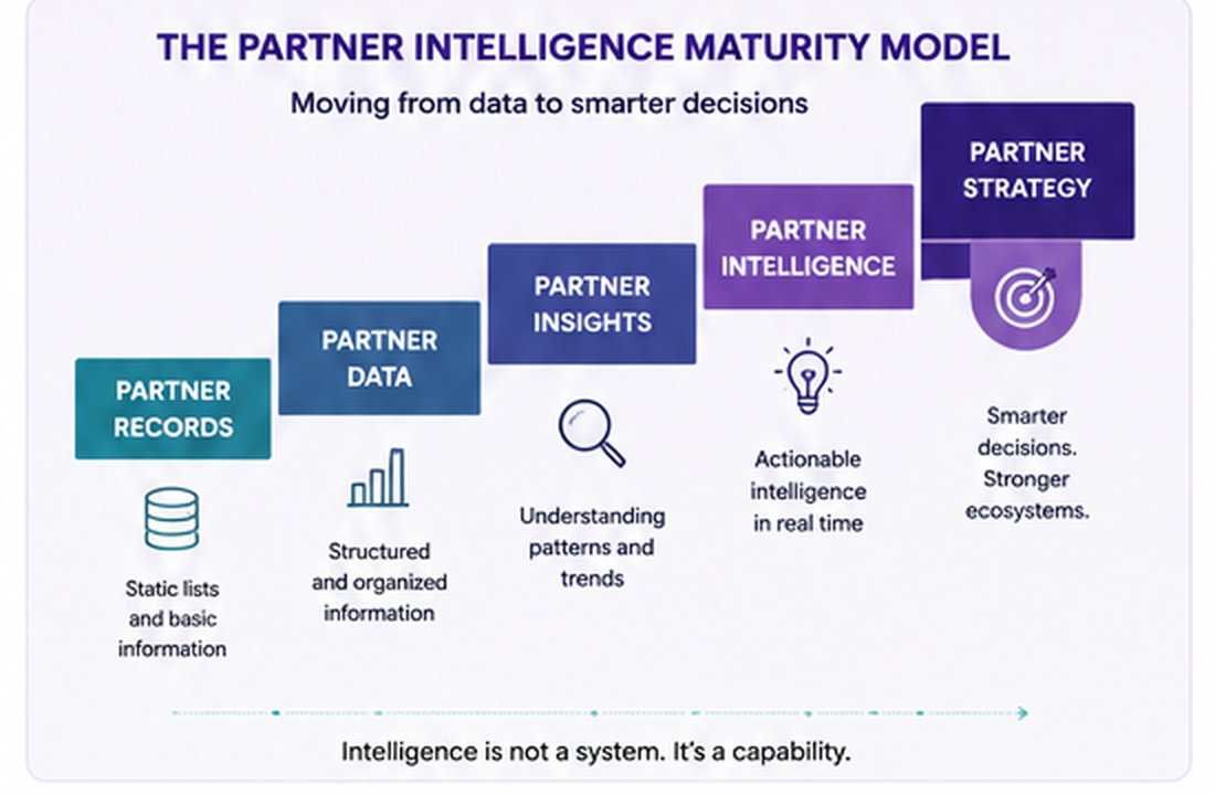 Partner Intelligence Maturity Model progressing from partner records to partner strategy